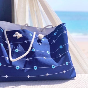Borsa da weekend Evil Eye, borsa da spiaggia weekender, borsa da spiaggia greca, borsa da spiaggia Evil Eye, borsa tote per gioielli, borsa tote da donna, borsa tote da viaggio