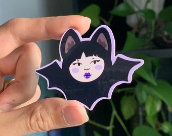 Vampire Bat Babe Stickers | Halloween Goth Girl Costume Fall Autumn Sticker