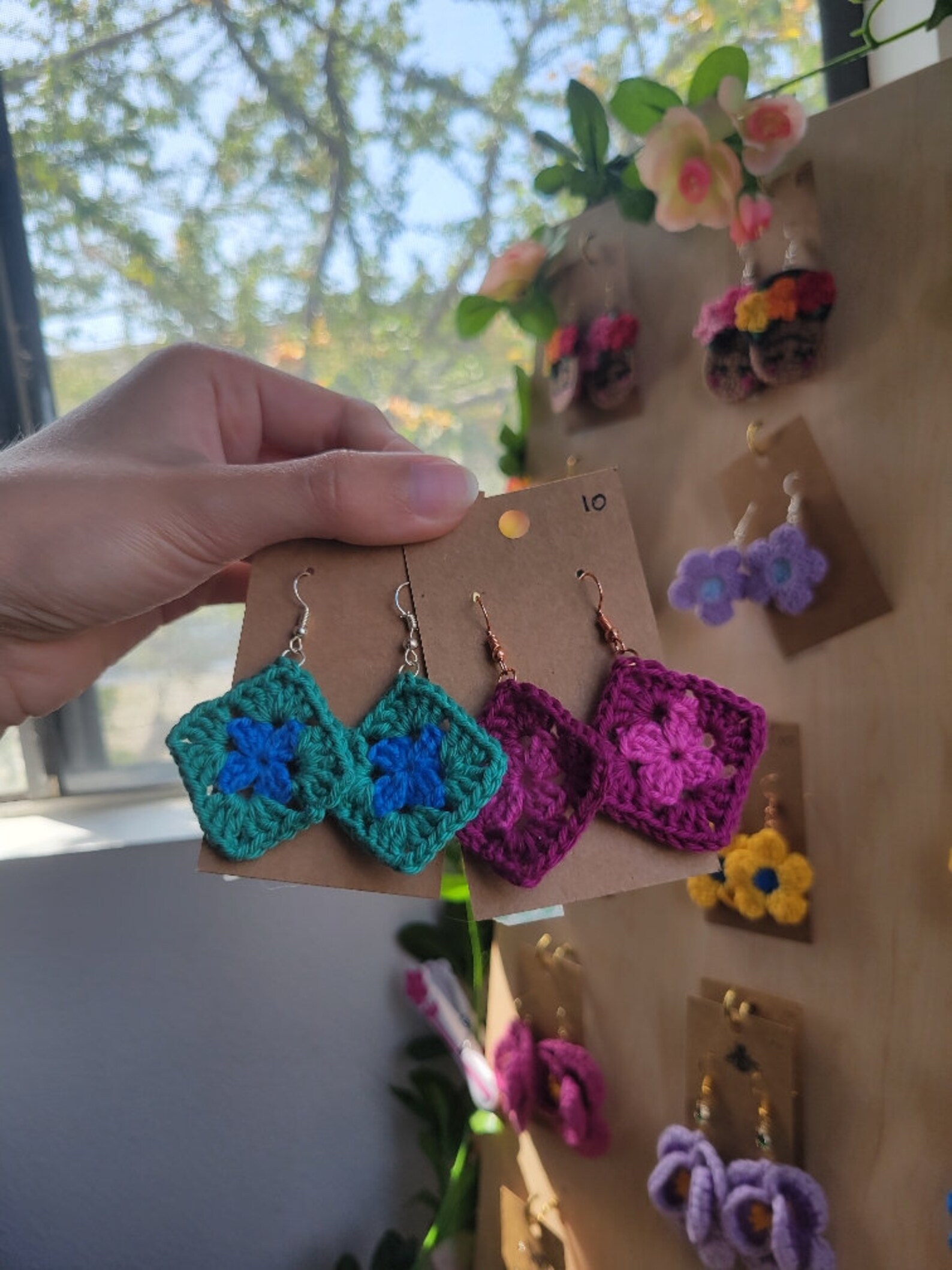 Crochet Granny Square Earrings Customizable Personalized Etsy