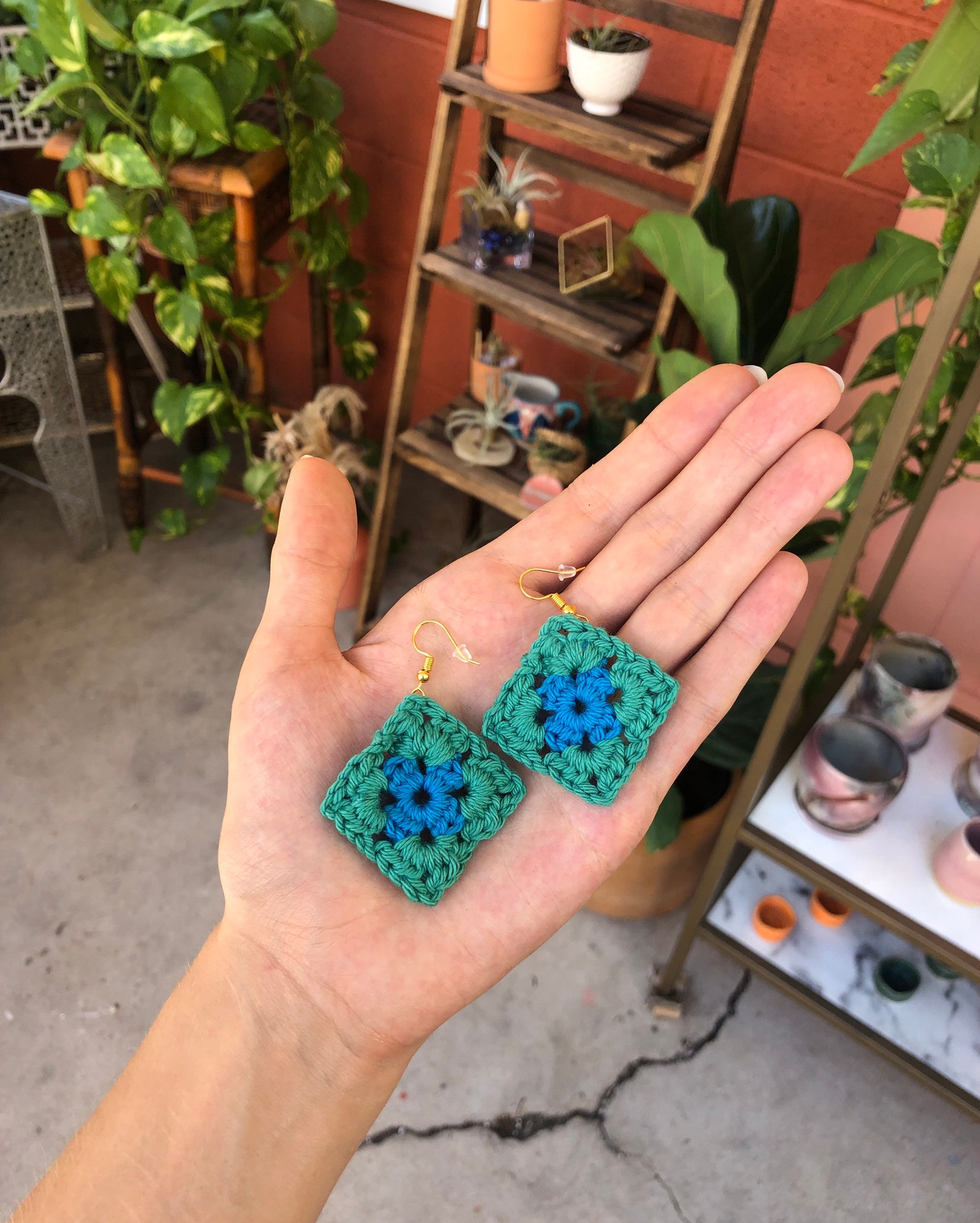 Crochet Granny Square Earrings Customizable Personalized Etsy