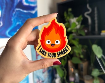 I Like Your Spark Sticker | Fire Demon Halloween Cartoon Witch Goth Girl Fall Autumn Sticker