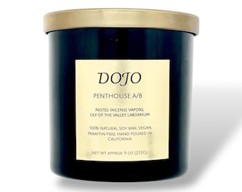 Dojo Penthouse A/B Candle | Incense, Lily, Labdanum Notes | Soy Wax, Vegan, Hand-Poured