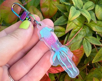 squid, sea creature, acrylic keychain