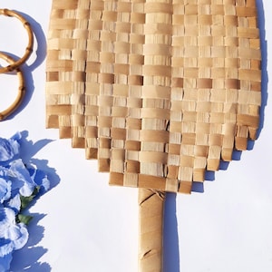 Hand held fan - Barbados fan - Handwoven palm leaf hand fan, boho, bohemian fan, pool side, hen party, natural leaf