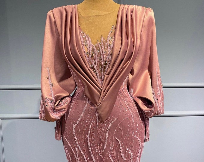 Long Fitted Deep V Neck Sequins Dress,wedding Reception Gown, Shimmery ...