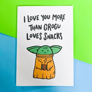 Grogu Loves Snacks - A5 Greetings Card