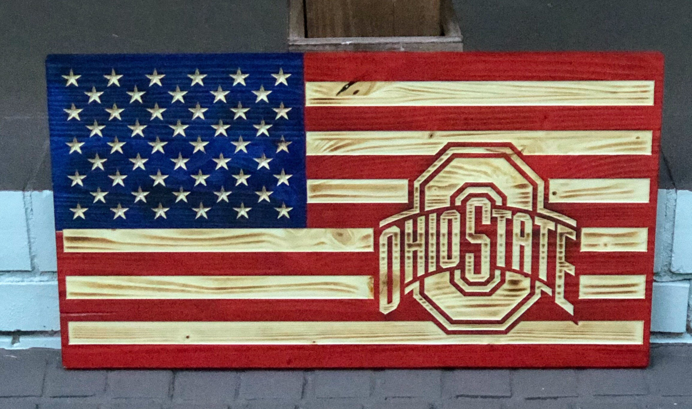 Ohio State Rustic College Team Fully Carved 24X13 Wood Flag - Etsy UK