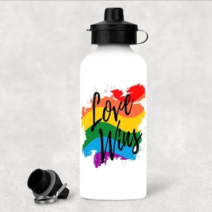 Botella de agua personalizada de 600 ml, botella de metal con dos tapas, botella de agua personalizada, botella personalizada