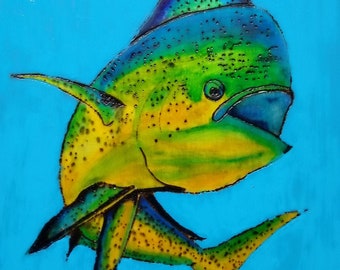 Marine Art - Fish - Fishing - Wood Burning Painting: Mahi-Mahi