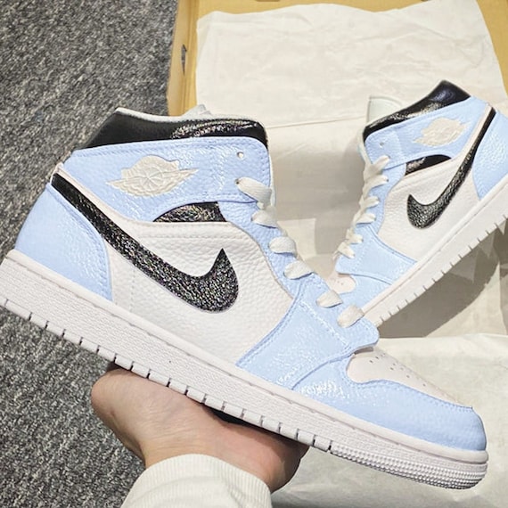 Custom Jordan 1 Mid Baby Blue Jd1 Customs Custom Jd1 Etsy UK