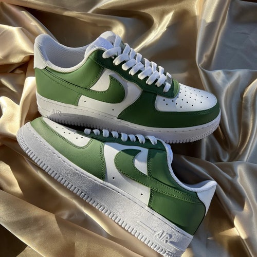 Sage Green Air Force Custom Af1s Hand Painted Sneakers - Etsy