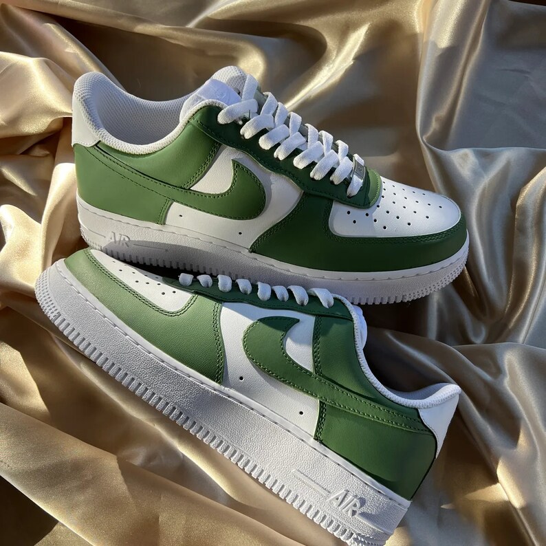 AF1 custom - Green- AF1 custom - Hand Paint Shoes - Custom Air Force 1's (AF1s) - af1 customs - custom - Women Men Youth shoes 