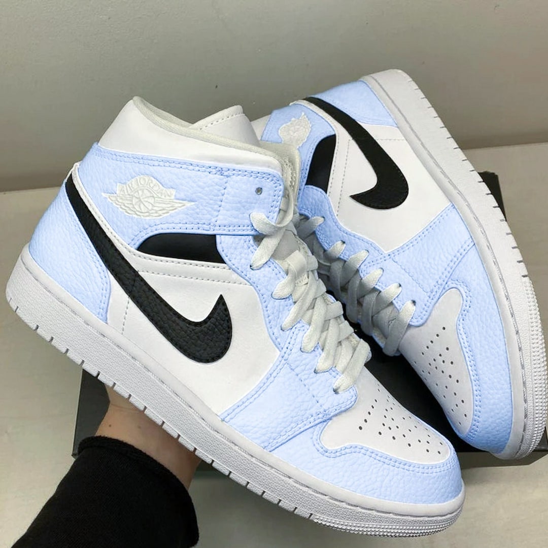 Custom Jordan 1 Mid Baby Blue Jd1 Customs Custom Jd1 Etsy Canada
