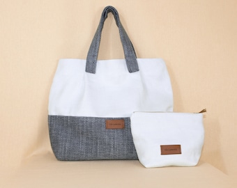 Tote Bag set vegan bag linen casual bag Medium Tote Shopper Beach Bag Shoulder Bag