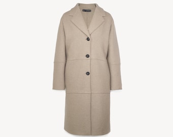 Women’s Wool 100% Coat, Wool Coat, Wool Casual Long Jacket