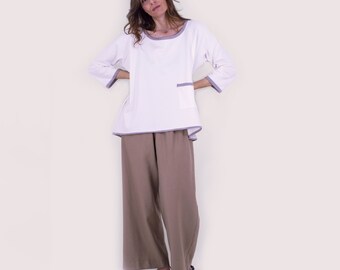 Vit blus, elegant damblus, damtröja
