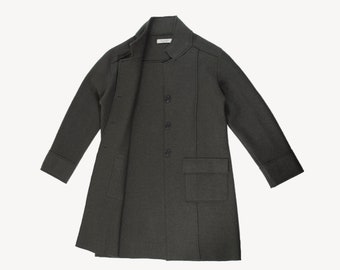 Mid Season Coat, Long Women's Blazer, Wool Jacket, Trench Coat with Pockets