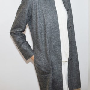 Giacca lunga da donna, Blazer di lana, Cappotto grigio, Abbigliamento da donna, Cardigan casual image 7