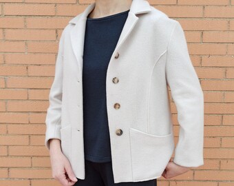 Wollblazer, gekochte Wolljacke, Damenblazer, 100 % italienische Wolle, handgefertigt