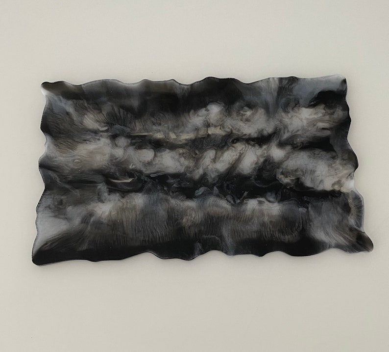 Black/White Marble Resin Tray Etsy