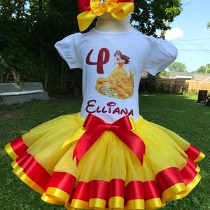 Beauty and the Beast Tutu, 2nd Birthday Outfit, Personalized Tutu, 1st Birthday Outfit, Girl Birthday Gift, Yellow Birthday Tutu