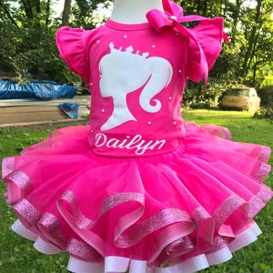 Hot Pink Girls Tutu Set: Birthday Outfit with Bow