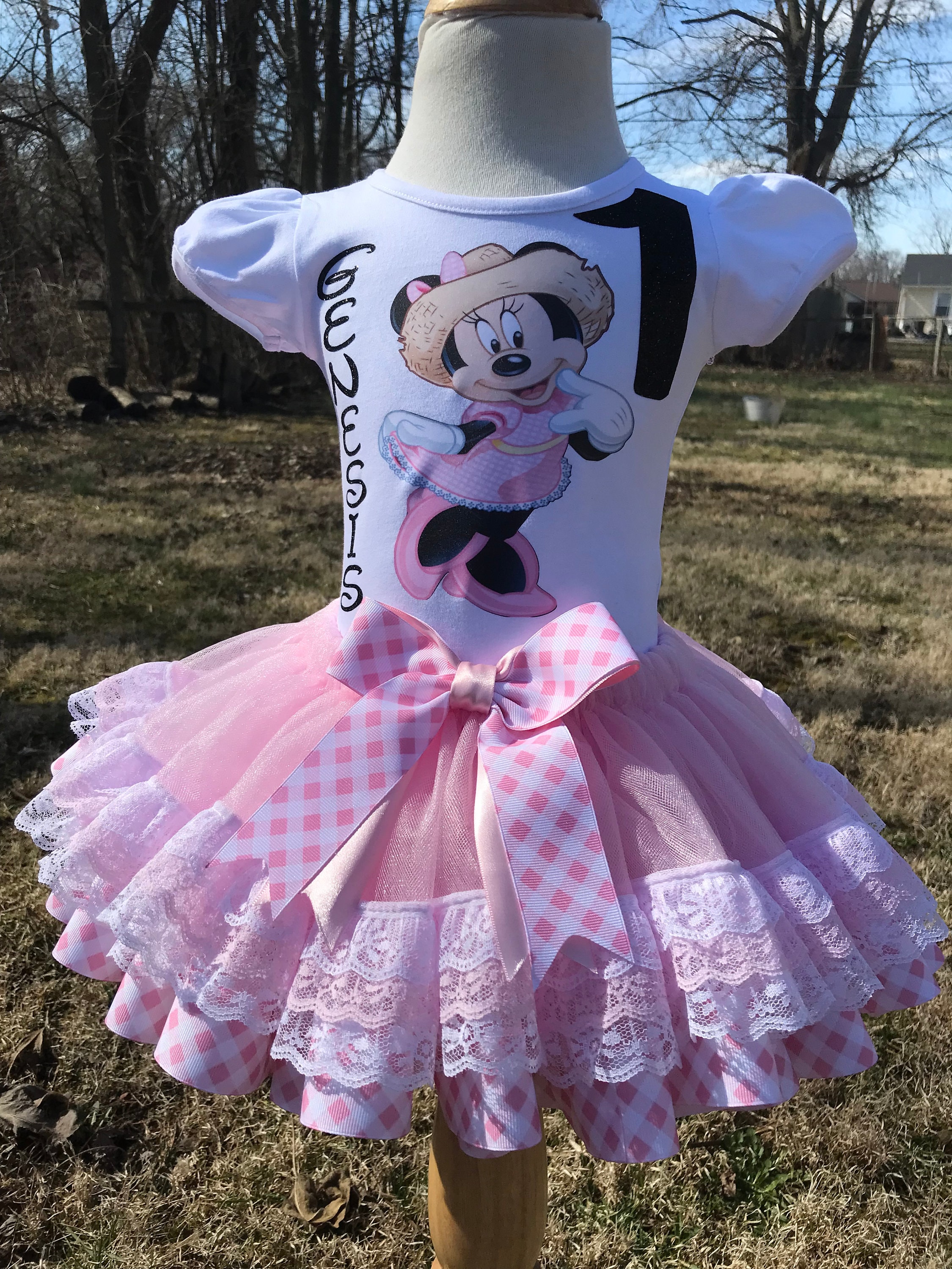 Safari Minnie mouse birthday outfit, Minnie Mouse Ribbon Trim Dress sa