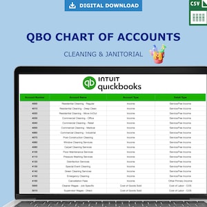 Cleaning & Janitorial Chart of Accounts for QuickBooks Online | COA Template | CSV Import
