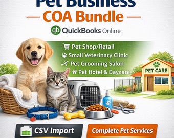 Haustier-Kontenplan-Bundle für QuickBooks Online | COA Vorlagen | CSV Import