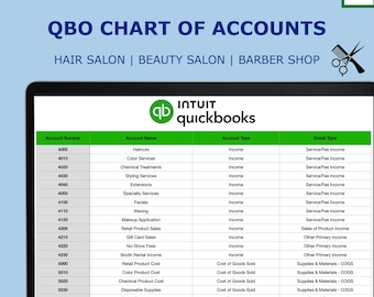Hair Salon Chart of Accounts for QuickBooks Online | Beauty Salon COA Template | CSV Import