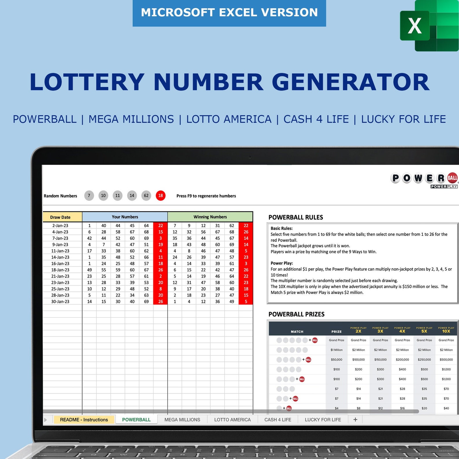 Lottery Number Generator for Powerball, Mega Millions, Lotto America ...