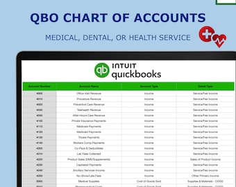 Medical Dental Practice Chart of Accounts for QuickBooks Online | COA Template | CSV Import