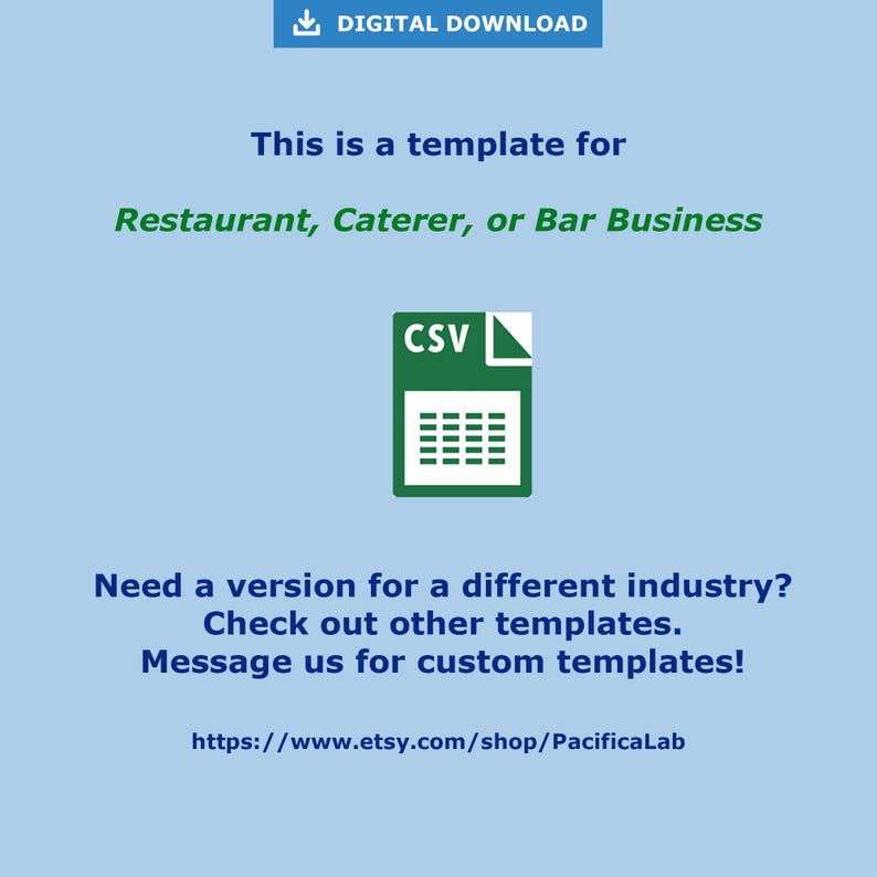 Quickbooks Chart of Accounts Restaurant, Caterer, or Bar CSV Import
