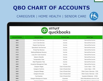 Home Care Chart of Accounts for QuickBooks Online | COA Template | CSV Import