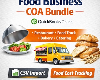 Restaurant & Food Business Chart of Accounts Bundle für QuickBooks Online | COA Vorlagen | CSV Import