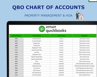 Property Management Chart of Accounts for QuickBooks Online | COA Template | CSV Import