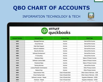 IT Services Chart of Accounts for QuickBooks Online | COA Template | CSV Import