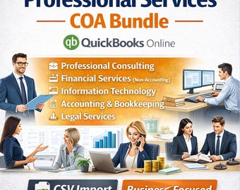 Professional Services Plan-Konten-Bundle für QuickBooks Online | COA Vorlagen | CSV Import