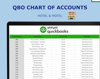 Hotel & Motel Chart of Accounts for QuickBooks Online | COA Template | CSV Import