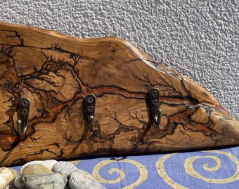 Olive Wood Key Rack with Lichtenberg Figures & Epoxy Resin