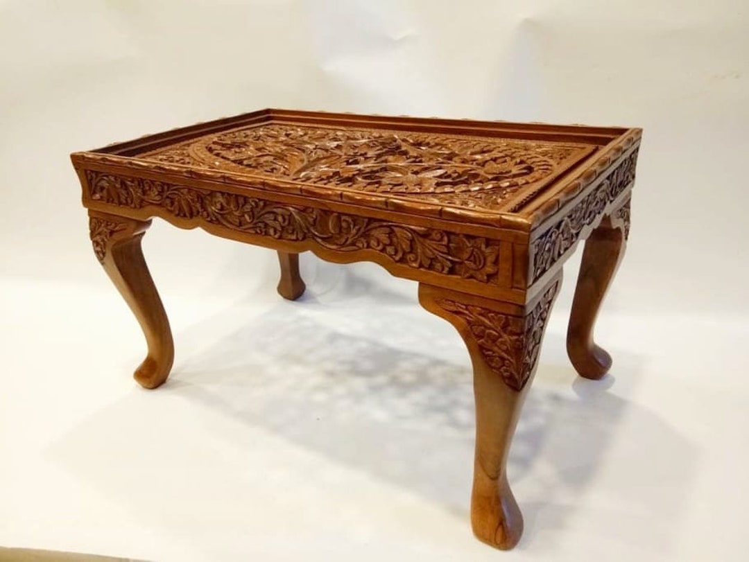 Walnut Wooden Coffee Table small Wooden Table side Table tea Table kashmiri Handicraft corner Table Wood Carving Decorative Indian Furniture Etsy UK