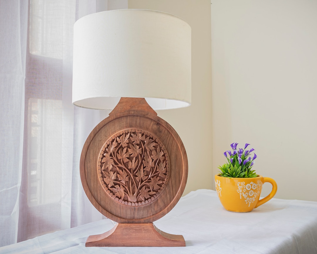 Midcentury Modern Wooden Table Lamp Set of 2 Cozy Bedside Etsy