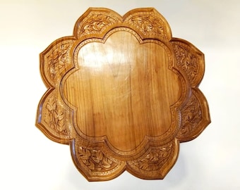 Walnut wood coffee table-small wooden table-side table-tea table-premium Kashmiri walnut wood -handcrafted wood carving Indian furniture