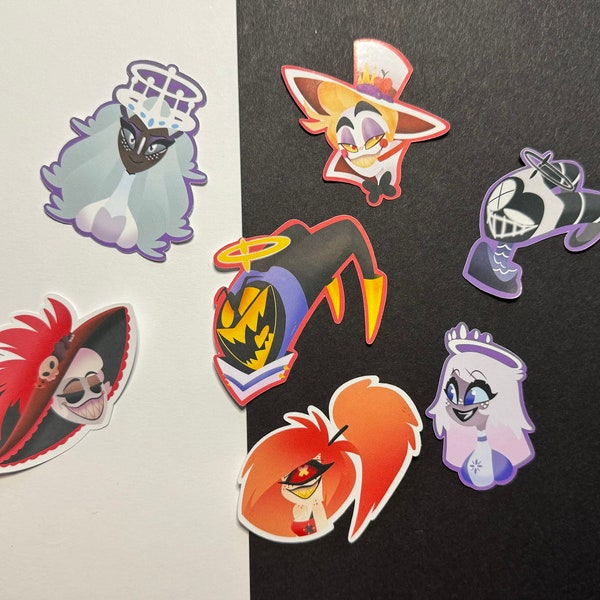 Hazbin Hotel Glossy Stickers | Cute FanArt Inspired by Hazbin Hotel Lucifer, Rosie, Cherri, Adam, Lute, Emily, Sera.