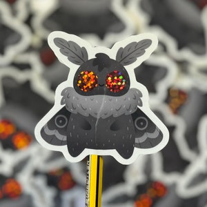 Cutie Mothman Sticker | Kawaii Cryptid Adorable Mothman Vinyl Glitter Sticker