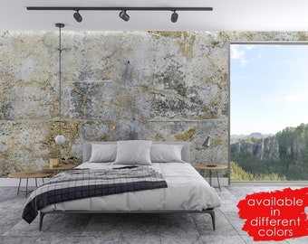 Cracked concrete wallpaper, peel and stick wall mural, removable wall design
