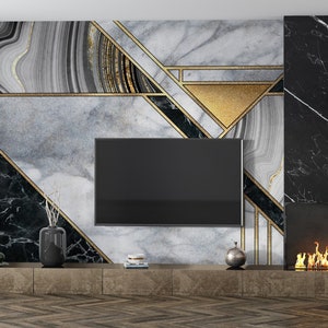 Marble Abstract Design Shades Of Brown Golden Look Grey Wallpaper Self Adhesive Peel and Stick Wall Sticker Wall Decoration Removable
