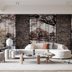 Brick walls with Zen Gardens in the background Removable Wallpaper Home Decor Wall Art Printable Wall Art Room Decor