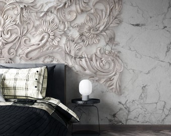 Marble Ornament Peel and Stick Wallpaper: Removable Wall Art