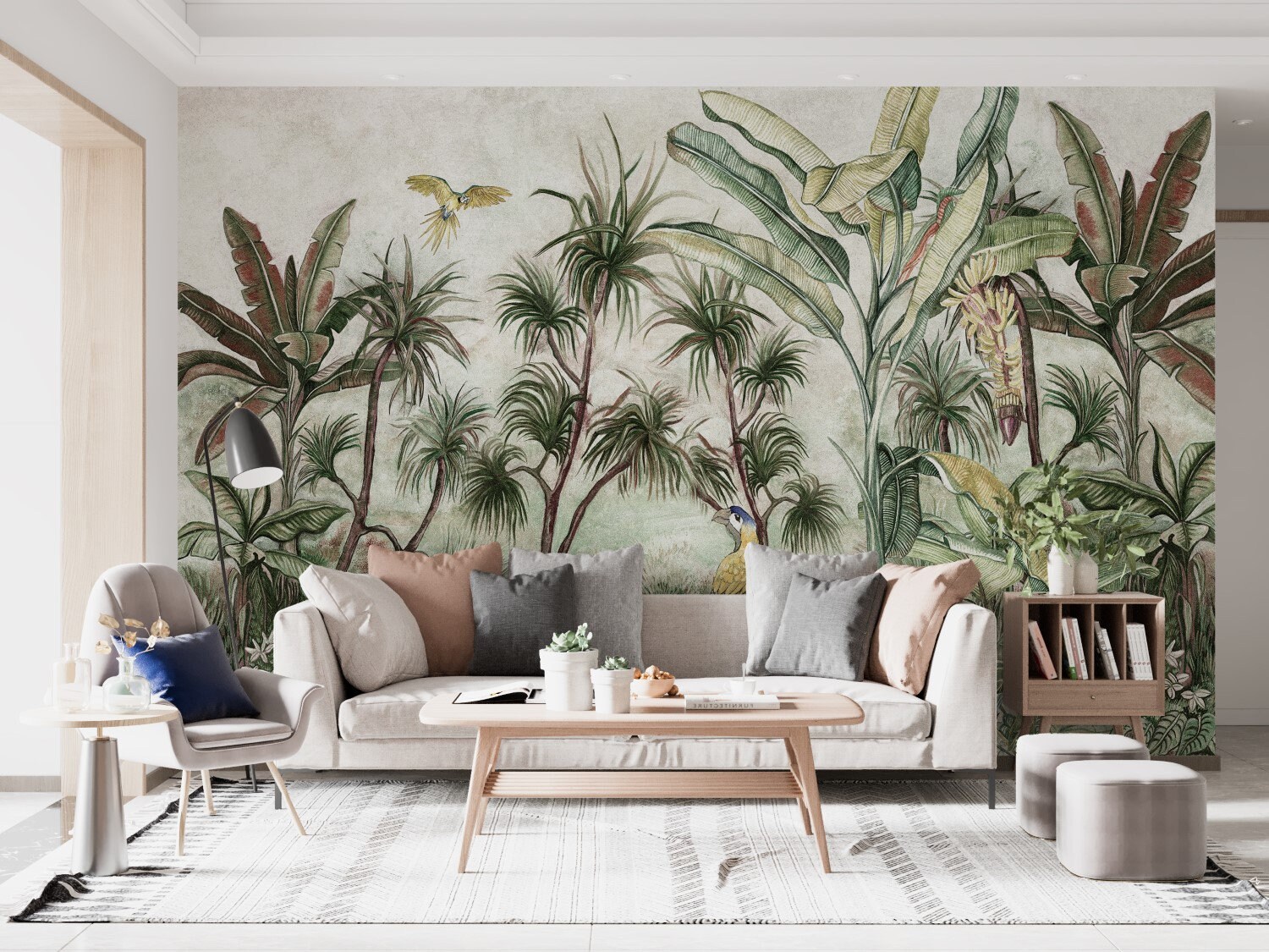 Tropical Jungle Mural Wallpaper, Botanical Peel and Stick Wall Art - Etsy